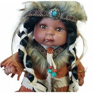 Golden Keepsakes Indian doll headdress Heirloom certificate 8.5"